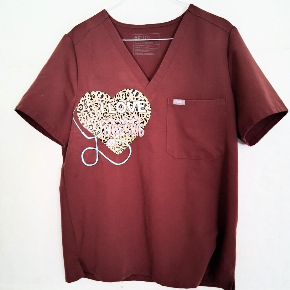 Figs Burgundy Jogger Scrubs Set Size Large